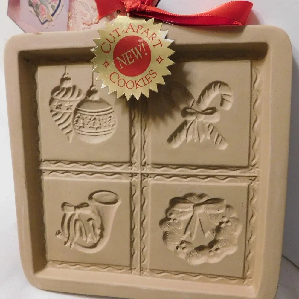 Vintage Brown Bag Art Ceramic Holiday Molds St. Nick Santa and Cut Apart Cookies